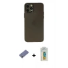 MARSİLYAN™- iPhone 12 Pro Max Kılıf Atlas Minimal Prime - Siyah Polymer Nano Ekran Koruyucu + Metal Kamera Lens Koruma Cam - GD