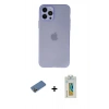 MARSİLYAN™- iPhone 12 Pro Max Kılıf Atlas Minimal Prime - Siyah Polymer Nano Ekran Koruyucu + Shine Kamera Lens Koruma Cam - GD