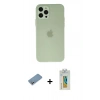 MARSİLYAN™- iPhone 12 Pro Max Kılıf Atlas Minimal Prime - Siyah Polymer Nano Ekran Koruyucu + Shine Kamera Lens Koruma Cam - GS