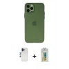 MARSİLYAN™- iPhone 12 Pro Max Kılıf Atlas Minimal Prime - Siyah Polymer Nano Ekran Koruyucu + Lacivert Shine Kamera Lens