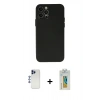 MARSİLYAN™- iPhone 12 Pro Max Kılıf Atlas Minimal Prime - Siyah Polymer Nano Ekran Koruyucu + Lacivert Shine Kamera Lens