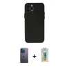 MARSİLYAN™- iPhone 12 Pro Max Kılıf Atlas Minimal Prime - Siyah Polymer Nano Ekran Koruyucu + Neon Fosforlu Kamera Lens - MI