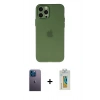 MARSİLYAN™- iPhone 12 Pro Max Kılıf Atlas Minimal Prime - Siyah Polymer Nano Ekran Koruyucu + Neon Fosforlu Kamera Lens - MI