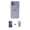MARSİLYAN™- iPhone 12 Pro Max Kılıf Atlas Minimal Prime - Siyah Polymer Nano Ekran Koruyucu + Neon Fosforlu Kamera Lens - MI