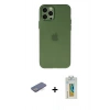 MARSİLYAN™- iPhone 12 Pro Max Kılıf Atlas Minimal Prime - Siyah Polymer Nano Ekran Koruyucu + Renkli Kamera Lens Koruma Cam - MI