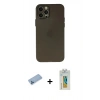 MARSİLYAN™- iPhone 12 Pro Max Kılıf Atlas Minimal Prime - Siyah Polymer Nano Ekran Koruyucu + Shine Kamera Lens Koruma Cam - MI