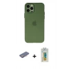MARSİLYAN™- iPhone 12 Pro Max Kılıf Atlas Minimal Prime - Siyah Polymer Nano Ekran Koruyucu + Pembe Renkli Kamera Lens Koruma Cam