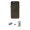 MARSİLYAN™- iPhone 12 Pro Max Kılıf Atlas Minimal Prime - Siyah Polymer Nano Ekran Koruyucu + Renkli Kamera Lens Koruma Cam - PE