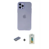 MARSİLYAN™- iPhone 12 Pro Max Kılıf Atlas Minimal Prime - Siyah Polymer Nano Ekran Koruyucu + Renkli Kamera Lens Koruma Cam - YL
