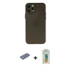 MARSİLYAN™- iPhone 12 Pro Max Kılıf Atlas Minimal Prime - Siyah Polymer Nano Ekran Koruyucu + Renkli Kamera Lens Koruma Cam - YL