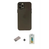 MARSİLYAN™- iPhone 12 Pro Max Kılıf Atlas Minimal Prime - Siyah Polymer Nano Ekran Koruyucu + Shine Kamera Lens Koruma Cam - SABE
