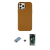 MARSİLYAN™- iPhone 12 Pro Max Kılıf Çekirdek Çizgi - Şeffaf 360 Full Body Arka Koruyucu + Shine Kamera Lens Koruma Cam - GI