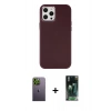 MARSİLYAN™- iPhone 12 Pro Max Kılıf Çekirdek Çizgi - Şeffaf 360 Full Body Arka Koruyucu + Neon Fosforlu Kamera Lens - YL