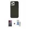 MARSİLYAN™- iPhone 12 Pro Max Kılıf Çekirdek Çizgi - Şeffaf Royal Nano Ekran Koruyucu + Neon Fosforlu Kamera Lens - TU