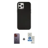 MARSİLYAN™- iPhone 12 Pro Max Kılıf Çekirdek Çizgi - Şeffaf Royal Nano Ekran Koruyucu + Neon Fosforlu Kamera Lens - TU