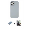 MARSİLYAN™- iPhone 12 Pro Max Kılıf Çekirdek Çizgi - Şeffaf Temperli Cam Ekran Koruyucu + Gümüş Shine Kamera Lens Koruma Cam