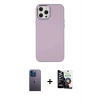 MARSİLYAN™- iPhone 12 Pro Max Kılıf Çekirdek Çizgi - Şeffaf Temperli Cam Ekran Koruyucu + Mavi Neon Fosforlu Kamera Lens