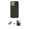 MARSİLYAN™- iPhone 12 Pro Max Kılıf Çekirdek Çizgi - Şeffaf Temperli Cam Ekran Koruyucu + Metal Kamera Lens Koruma Cam - KI