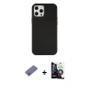 MARSİLYAN™- iPhone 12 Pro Max Kılıf Çekirdek Çizgi - Şeffaf Temperli Cam Ekran Koruyucu + Metal Kamera Lens Koruma Cam - GD