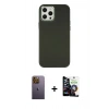MARSİLYAN™- iPhone 12 Pro Max Kılıf Çekirdek Çizgi - Şeffaf Temperli Cam Ekran Koruyucu + Neon Fosforlu Kamera Lens - SI