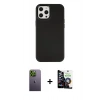 MARSİLYAN™- iPhone 12 Pro Max Kılıf Çekirdek Çizgi - Şeffaf Temperli Cam Ekran Koruyucu + Neon Fosforlu Kamera Lens - YL