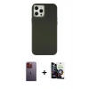 MARSİLYAN™- iPhone 12 Pro Max Kılıf Çekirdek Çizgi - Şeffaf Temperli Cam Ekran Koruyucu + Neon Fosforlu Kamera Lens - TU