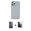 MARSİLYAN™- iPhone 12 Pro Max Kılıf Çekirdek Çizgi - Şeffaf Temperli Cam Ekran Koruyucu + Neon Fosforlu Kamera Lens - BZ