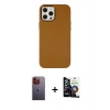 MARSİLYAN™- iPhone 12 Pro Max Kılıf Çekirdek Çizgi - Şeffaf Temperli Cam Ekran Koruyucu + Neon Fosforlu Kamera Lens - TU