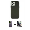 MARSİLYAN™- iPhone 12 Pro Max Kılıf Çekirdek Çizgi - Şeffaf Temperli Cam Ekran Koruyucu + Neon Fosforlu Kamera Lens - YL