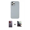 MARSİLYAN™- iPhone 12 Pro Max Kılıf Çekirdek Çizgi - Şeffaf Temperli Cam Ekran Koruyucu + Neon Fosforlu Kamera Lens - TU