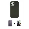 MARSİLYAN™- iPhone 12 Pro Max Kılıf Çekirdek Çizgi - Şeffaf Temperli Cam Ekran Koruyucu + Neon Fosforlu Kamera Lens - BZ