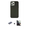 MARSİLYAN™- iPhone 12 Pro Max Kılıf Çekirdek Çizgi - Şeffaf Temperli Cam Ekran Koruyucu + Pembe Renkli Kamera Lens Koruma Cam