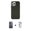 MARSİLYAN™- iPhone 12 Pro Max Kılıf Çekirdek Çizgi - Şeffaf Uv Polymer Nano Ekran Koruyucu + Beyaz Neon Fosforlu Kamera Lens