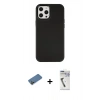 MARSİLYAN™- iPhone 12 Pro Max Kılıf Çekirdek Çizgi - Şeffaf Uv Polymer Nano Ekran Koruyucu + Gold Shine Kamera Lens Koruma Cam