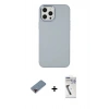 MARSİLYAN™- iPhone 12 Pro Max Kılıf Çekirdek Çizgi - Şeffaf Uv Polymer Nano Ekran Koruyucu + Metal Kamera Lens Koruma Cam - KI