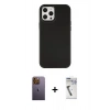 MARSİLYAN™- iPhone 12 Pro Max Kılıf Çekirdek Çizgi - Şeffaf Uv Polymer Nano Ekran Koruyucu + Neon Fosforlu Kamera Lens - SI