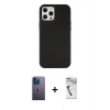 MARSİLYAN™- iPhone 12 Pro Max Kılıf Çekirdek Çizgi - Şeffaf Uv Polymer Nano Ekran Koruyucu + Neon Fosforlu Kamera Lens - MI