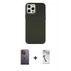 MARSİLYAN™- iPhone 12 Pro Max Kılıf Çekirdek Çizgi - Şeffaf Uv Polymer Nano Ekran Koruyucu + Neon Fosforlu Kamera Lens - SI