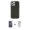 MARSİLYAN™- iPhone 12 Pro Max Kılıf Çekirdek Çizgi - Şeffaf Uv Polymer Nano Ekran Koruyucu + Neon Fosforlu Kamera Lens - MI