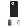 MARSİLYAN™- iPhone 12 Pro Max Kılıf Çekirdek Çizgi - Şeffaf Uv Polymer Nano Ekran Koruyucu + Neon Fosforlu Kamera Lens - BZ