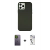 MARSİLYAN™- iPhone 12 Pro Max Kılıf Çekirdek Çizgi - Şeffaf Uv Polymer Nano Ekran Koruyucu + Yeşil Neon Fosforlu Kamera Lens
