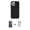 MARSİLYAN™- iPhone 12 Pro Max Kılıf Çekirdek Çizgi - Şeffaf Uv Polymer Nano Ekran Koruyucu + Yeşil Neon Fosforlu Kamera Lens