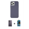 MARSİLYAN™- iPhone 12 Pro Max Kılıf Çekirdek Çizgi - Siyah 18D Cam Ekran Koruyucu + Neon Fosforlu Kamera Lens - BZ