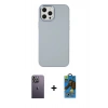 MARSİLYAN™- iPhone 12 Pro Max Kılıf Çekirdek Çizgi - Siyah 18D Cam Ekran Koruyucu + Neon Fosforlu Kamera Lens - BZ