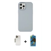 MARSİLYAN™- iPhone 12 Pro Max Kılıf Çekirdek Çizgi - Siyah 18D Cam Ekran Koruyucu + Shine Kamera Lens - GD