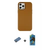 MARSİLYAN™- iPhone 12 Pro Max Kılıf Çekirdek Çizgi - Siyah 18D Cam Ekran Koruyucu + Shine Kamera Lens Koruma Cam - GD