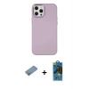 MARSİLYAN™- iPhone 12 Pro Max Kılıf Çekirdek Çizgi - Siyah 18D Cam Ekran Koruyucu + Gümüş Shine Kamera Lens Koruma Cam