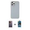 MARSİLYAN™- iPhone 12 Pro Max Kılıf Çekirdek Çizgi - Siyah 18D Cam Ekran Koruyucu + Neon Fosforlu Kamera Lens - SI