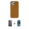 MARSİLYAN™- iPhone 12 Pro Max Kılıf Çekirdek Çizgi - Siyah 18D Cam Ekran Koruyucu + Neon Fosforlu Kamera Lens - SI