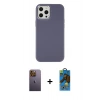 MARSİLYAN™- iPhone 12 Pro Max Kılıf Çekirdek Çizgi - Siyah 18D Cam Ekran Koruyucu + Neon Fosforlu Kamera Lens - SI